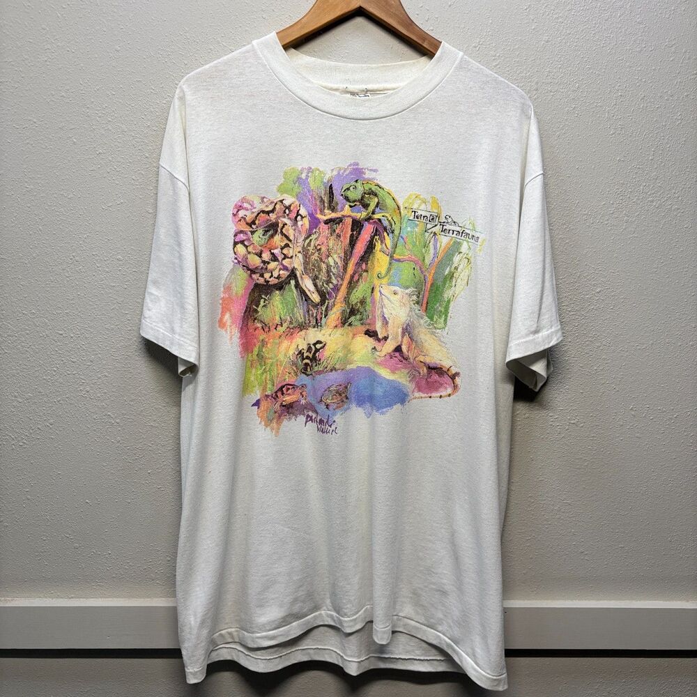 Vintage Tetra Terrafauna Shirt XL Reptile Iguana Frog Single Stitch